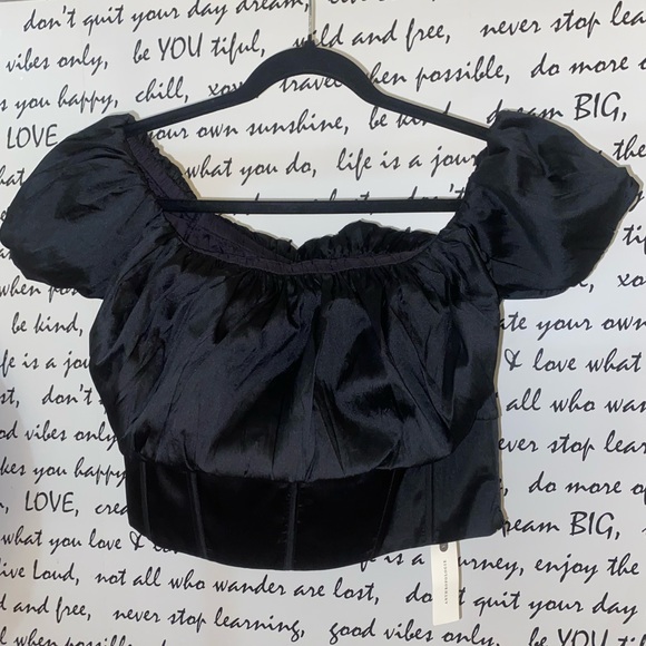 MAEVE PUFF-SLEEVE OFF-THE-SHOULDER CORSET TOP - Picture 4 of 9